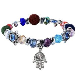 Hamsa Hand / Evil Eye Bracelet Multi-Color Beads
